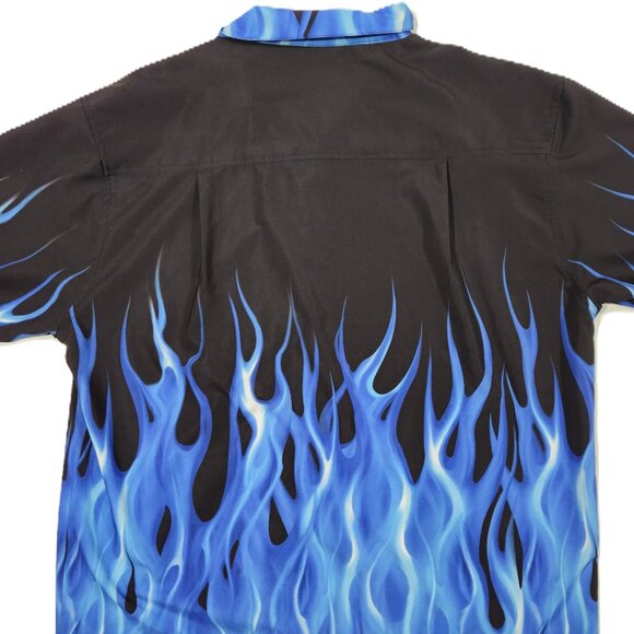 Benny’s Blue Flame Button Front Shirt Men’s M - Picture 4 of 6